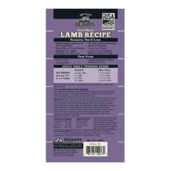 Redbarn Lamb Recipe Rolled Food -Tropi Pet Care Shop 10112L RollFood Lamb 297g Package Back RGB72dpi