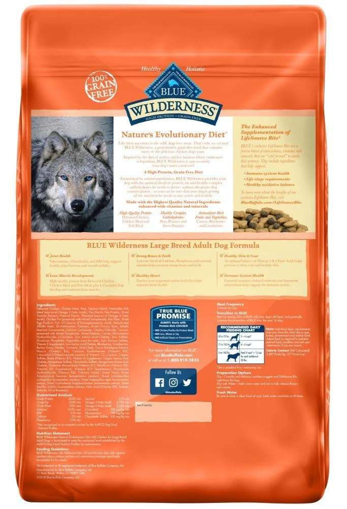 Blue Buffalo Wilderness Grain Free High Protein Chicken Recipe Adult Large Breed Dry Dog Food 4 Blue Buffalo Wilderness Grain Free High Protein Chicken Recipe Adult Large Breed Dry Dog Food - Image 2
