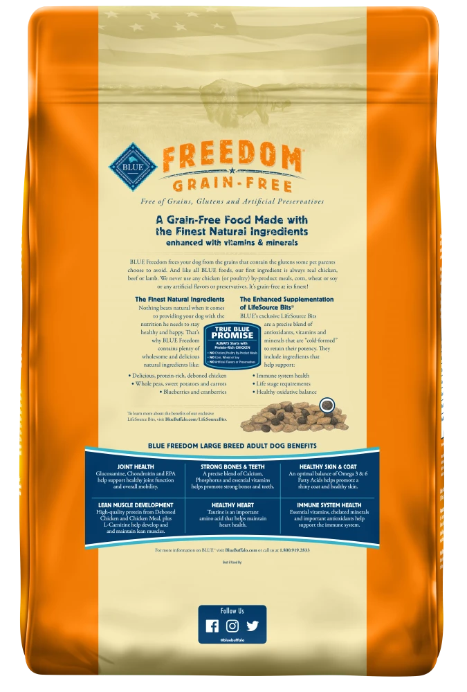 Blue Buffalo Freedom Grain Free Chicken Recipe Large Breed Adult Dry Dog Food 4 Blue Buffalo Freedom Grain Free Chicken Recipe Large Breed Adult Dry Dog Food - Image 2