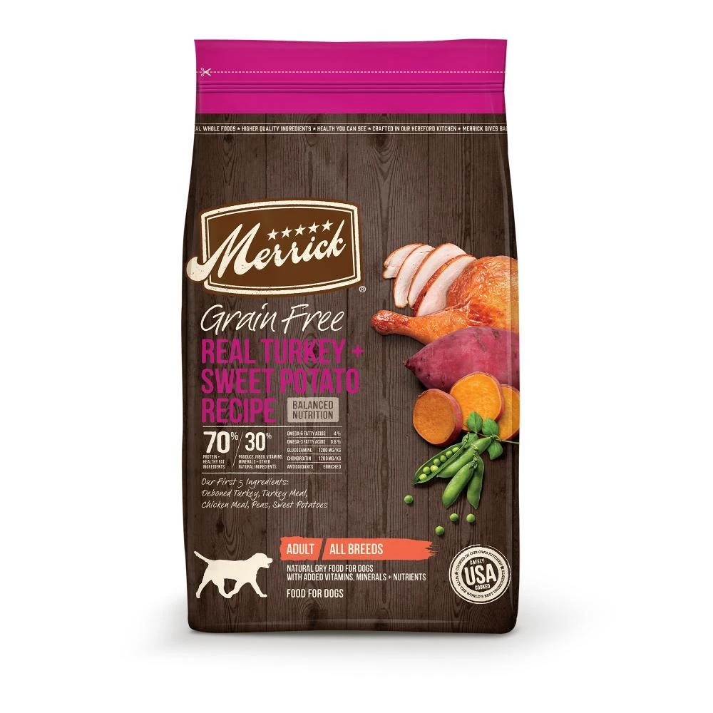 Merrick Grain Free Adult Turkey And Sweet Potato Recipe Dry Dog Food 3 Merrick Grain Free Adult Turkey And Sweet Potato Recipe Dry Dog Food