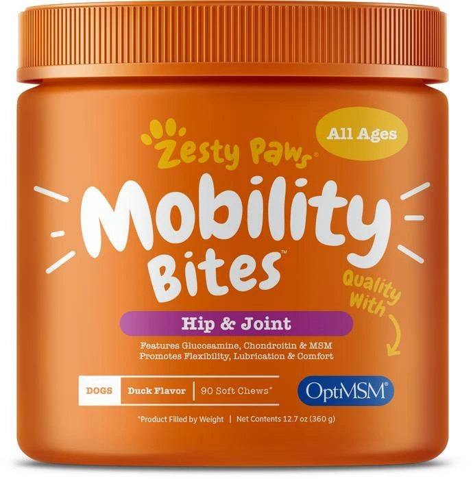 Zesty Paws Mobility Bites Duck Flavor Hip & Joint Support Soft Chews For Dogs 3 Zesty Paws Mobility Bites Duck Flavor Hip & Joint Support Soft Chews For Dogs