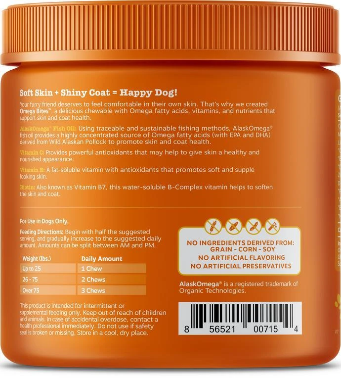 Zesty Paws Omega Bites For Skin & Coat Support Chicken Flavor With Alaskan Fish Oil Soft Chews For Dogs 5 Zesty Paws Omega Bites For Skin & Coat Support Chicken Flavor With Alaskan Fish Oil Soft Chews For Dogs - Image 3