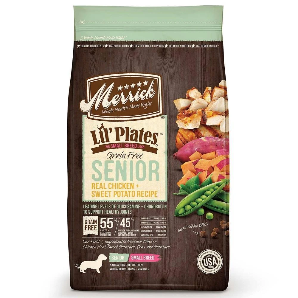 Merrick Lil' Plates Grain Free Senior Real Chicken And Sweet Potato Recipe Dry Dog Food 3 Merrick Lil' Plates Grain Free Senior Real Chicken And Sweet Potato Recipe Dry Dog Food
