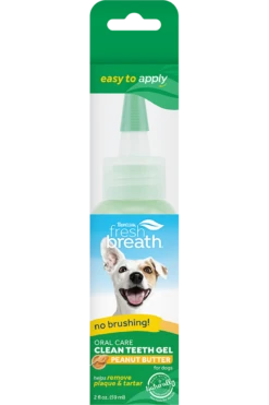 TropiClean Fresh Breath No Brushing Peanut Butter Flavor Clean Teeth Dental & Oral Care Gel For Dogs