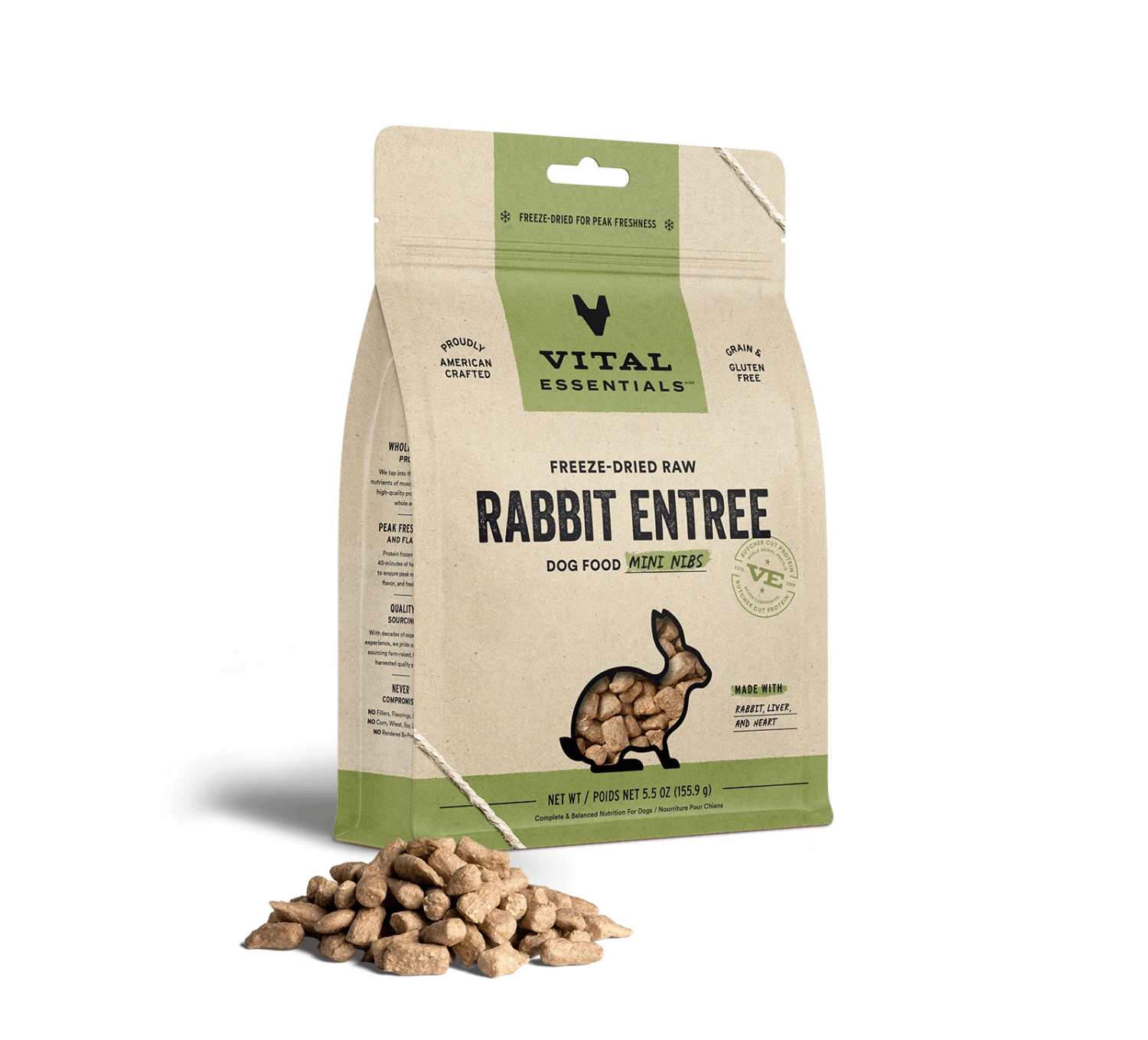 Vital Essentials Freeze-Dried Raw Rabbit Entrée Mini Nibs Dog Food 3 Vital Essentials Freeze-Dried Raw Rabbit Entrée Mini Nibs Dog Food