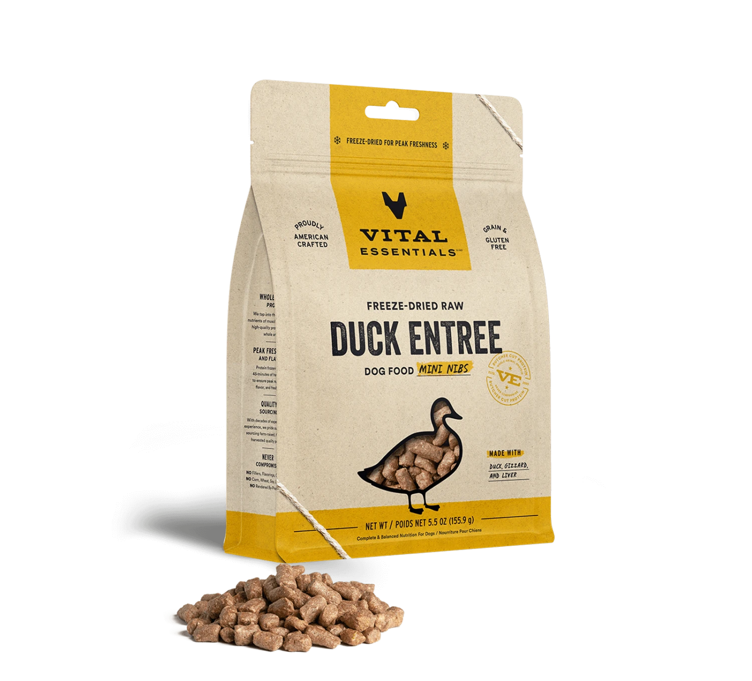 Vital Essentials Freeze-Dried Raw Duck Entrée Mini Nibs Dog Food 3 Vital Essentials Freeze-Dried Raw Duck Entrée Mini Nibs Dog Food