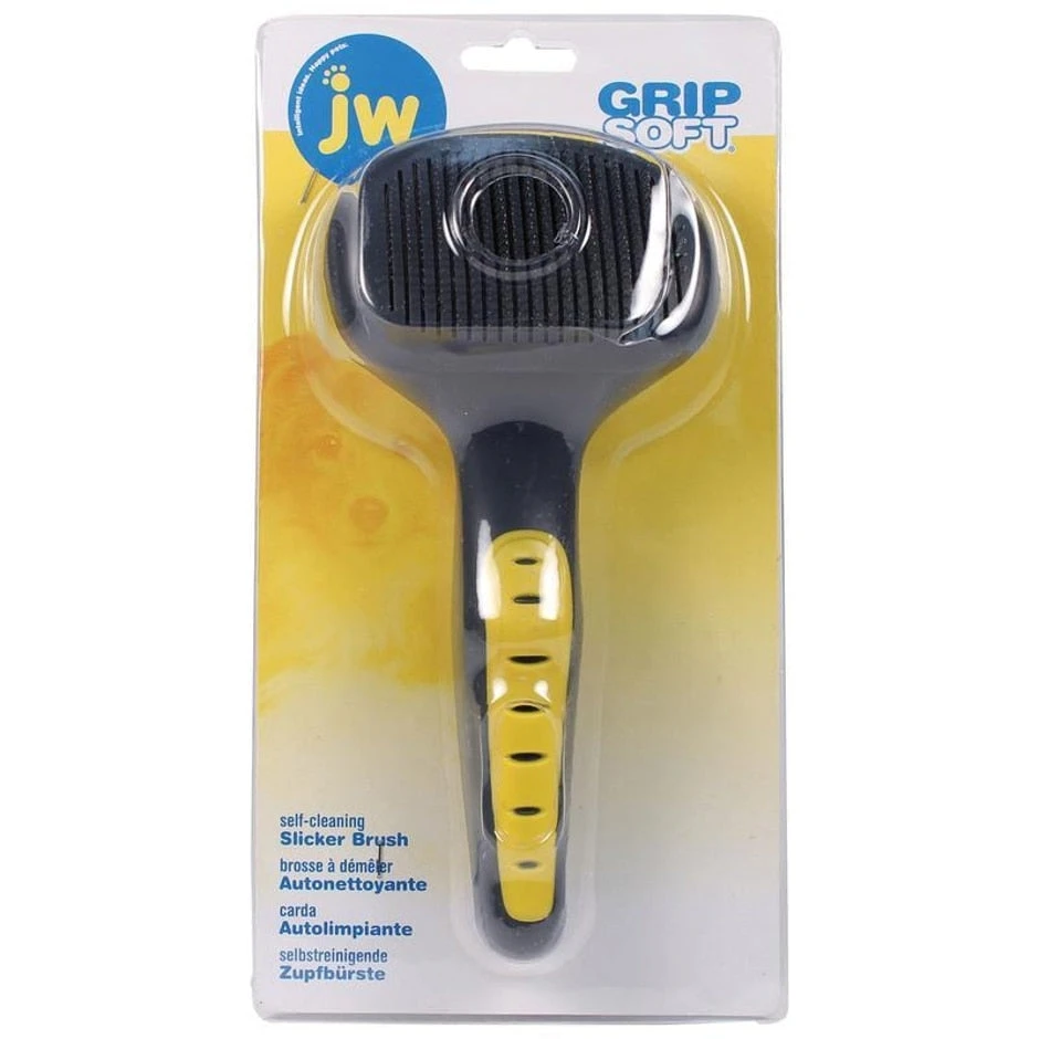 JW GRIPSOFT SELF CLEANING SLICKER BRUSH 3 JW GRIPSOFT SELF CLEANING SLICKER BRUSH